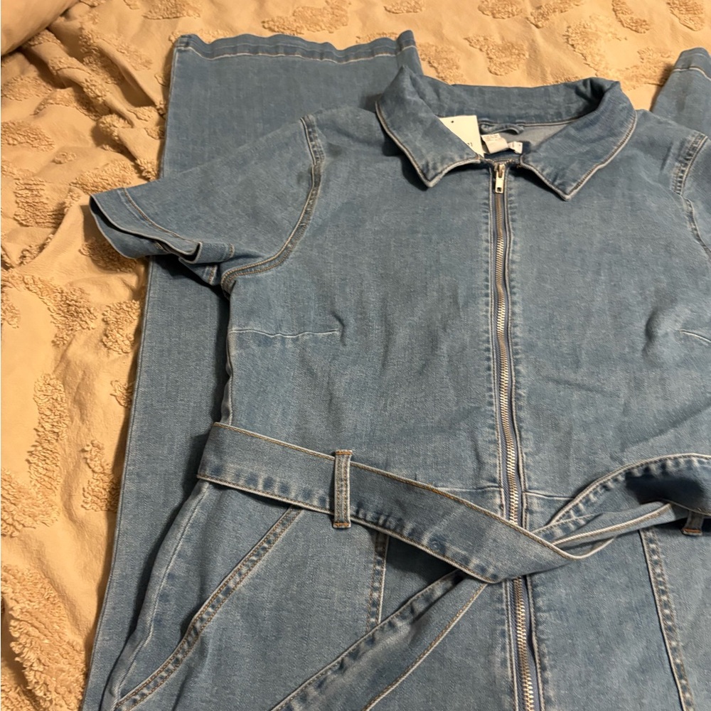 Fashion Nova Light Blue Denim Jumpsuit